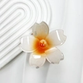 Gradient orange plumeria flower hair claw clip with cutout design and glossy finish - Orange (Notched Frangipani)