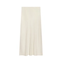 Elegant midi length satin skirt in beige cream with a smooth silky finish - XS / Milky White
