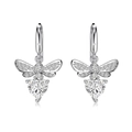 Boucles d'oreilles abeille en argent avec zircons et pierres précieuses en forme de cœur - Argent 925 / Pendentif cœur en forme d'abeille (DY110320) / Or Blanc
