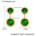 Detail of 18k gold plated stainless steel earrings with green faceted glass stones - Gold - Green Stone (TXF508)