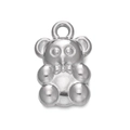 Polished silver bear-shaped stainless steel pendant charm for DIY jewelry - Steel 555# Bowtie Bear / 8.5*13mm