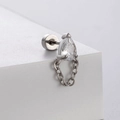Silver titanium steel drop zircon stud earring with chain tassel on minimalist stand - Water Drop Chain Pendant (A48-1#)