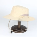 Outdoor sun hat for fishing and hiking with wide brim and mesh side vents in beige - Adjustable / Beige