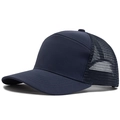 Cappellino trucker blu navy con rete traspirante e visiera curva stile minimalista - Blu navy