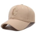 Khaki Baseballkappe aus strukturiertem Strick mit hochwertiger C-Buchstabenstickerei - Verstellbar / Dunkelbeige
