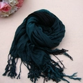 Deep green and black plaid cashmere-like scarf with fringe details in stylish knit - XLB-003 Deep Green and Black