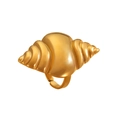 Adjustable golden open ring featuring a polished seashell motif for ocean-inspired style - 18k Gold Conch Style (7413)
