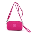 Bolso bandolera de nailon magenta versátil con correa ajustable y bolsillos con cremallera - Rosa