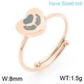 Minimalist rose gold heart ring for women with adjustable open band and 8mm width design - Rose Gold With Hands Holding Heart Pattern