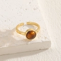 Verstellbarer 14K vergoldeter Ring mit Tigerauge-Stein und minimalistischem Design - Tigerauge Ring