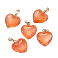 Macro shot of five orange heart-shaped acrylic charms with golden metal clasp connectors - Small Glass Orange (10pcs/pack)