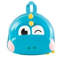 Blue dinosaur hard shell kids backpack with cute cartoon face and yellow 3D horns - Blue