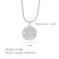 Stainless steel necklace with a 21mm sun, moon and star relief pendant in silver finish - Silver