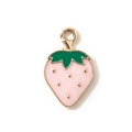 Pendentif fraise en émail rose avec finition dorée pour la création de bijoux DIY - Rose
