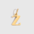 Polished gold-plated letter Z pendant charm with bail for necklace making - Lowercase z - 14K Gold