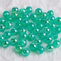 Translucent green acrylic beads with iridescent finish for handmade DIY jewelry - 6mm/100pcs/pack / Transparent Dark Green AB