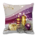 Macro detail of Christmas pillow cover featuring festive golden candles and purple ornaments - Style 2 (Purple & Gold Candles) / 18x18 Inch
