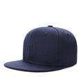Classic navy blue flat brim snapback cap with premium six-panel cotton fabric construction - M (56-58cm) / Navy Blue