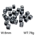 8mm schwarze quadratische Alphabet-Perlen mit weißen Buchstaben für DIY-Schmuckherstellung - Buchstabe A / Schwarz