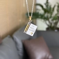 Two-tone silver and gold book-shaped necklace engraved with 'La mejor mamá' text - 02 Two-tone Spanish Mom Style
