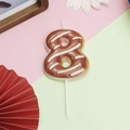 Chocolate brown number 8 donut candle with white icing stripes for cake decoration - Number 8 - Chocolate Donut
