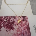 Double-layered golden necklace with polished F letter pendant in a vintage French style - Letter F (20240329（3-6-10）)
