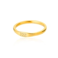 Detailed view of a gold-plated stainless steel ring featuring engraved number 222 detail - US 10 / 222
