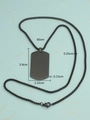 Men's black titanium steel dog tag necklace with 60cm chain and size specifications - Black (MP042)