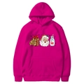 Rose red Christmas hoodie with festive Santa and cookies print on a white background - S / Rose Red