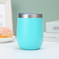 12oz mint green vacuum insulated stainless steel egg cup with a clear lid for wine - 12oz / Sky Blue