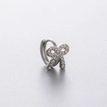 Silver bow-shaped ear cuff with sparkling zircon inlay and polished metal finish - Silver Zirconia Bow Style (A122-1#)