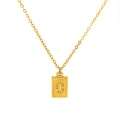 Collar chapado en oro con colgante cuadrado y letra C con circonitas engastadas - Letra C(S-N150-C)