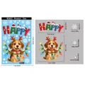 Size guide for Christmas puppy static stickers with 20x30cm sheet and various decal dimensions - Beagle with HAPPY Letters Style (BQ622)