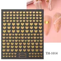 Golden heart-shaped nail stickers set with metallic finish for manicure art - TH-1014 (Gold Heart)