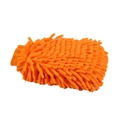 Thick orange chenille car wash glove with microfibre bristles and elastic cuff - 80g / Double Sided Chenille Orange