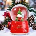Christmas crystal music box with Santa Claus figure on a red base for holiday decor - 80 Medium Music+Light / Santa Holding Gift