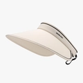 Foldable ice silk sun visor in cream white with wide brim and black letter logo - Adjustable / 23H041 Style (Normal Windproof Rope) / Beige