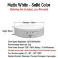 White 13.8cm motorized rotating display stand with 3kg capacity and adjustable speeds - Solid Surface / Matte White - Solid
