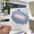 Cloud embroidery hair clip in sky blue and pink on white display card - 4# White Center Cloud Blue
