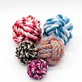 Five-piece set of durable braided cotton rope dog toy balls in various vibrant colors - 5.5cm Cotton Rope Ball Toy