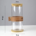 Cylindrical glass hydroponic vase with brown leather sleeve and natural cork lid - Cylinder (8*18cm) with Brown Strap & Bamboo Mat