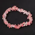 Watermelon red irregular crystal stone elastic bracelet with polished finish and natural shine - Watermelon red