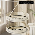 Panier de séchage pliable à 2 couches couleur crème avec lettrage moderne imprimé - Double Couche / 40cm / Crème Double Couche (40cm Rond)