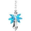 Faceted clear crystal suncatcher with blue star accent for garden and home hanging decor - Royal Blue