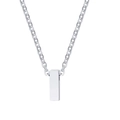 Minimalist silver rectangular pillar pendant necklace in polished titanium steel - Letter I / Silver