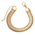 Close-up of golden woven texture bracelet with adjustable lobster clasp and chain - Woven Texture Wide Snake Chain