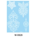 White lace temporary tattoo stickers with mandala and star patterns on blue base - Mandala Star Style (W-0828)