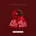 Red and green Christmas knit scarf with reindeer antlers and Merry Christmas text - 0571-Christmas Letters Scarf / Red Green Patchwork