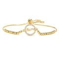 Adjustable golden mama bracelet with micro-paved cubic zirconia for Mother's Day gift - Round MAMA Letters