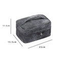 Dark grey PU leather cosmetic bag with heart charms and dimensions 23x15.5x11.5cm - New Dark Grey Denim Texture